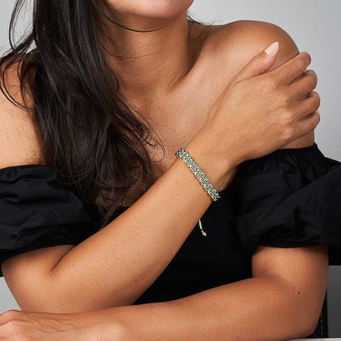 Krokodilglieder | Mini-Kismet-Armband | Mintgrün x Silber